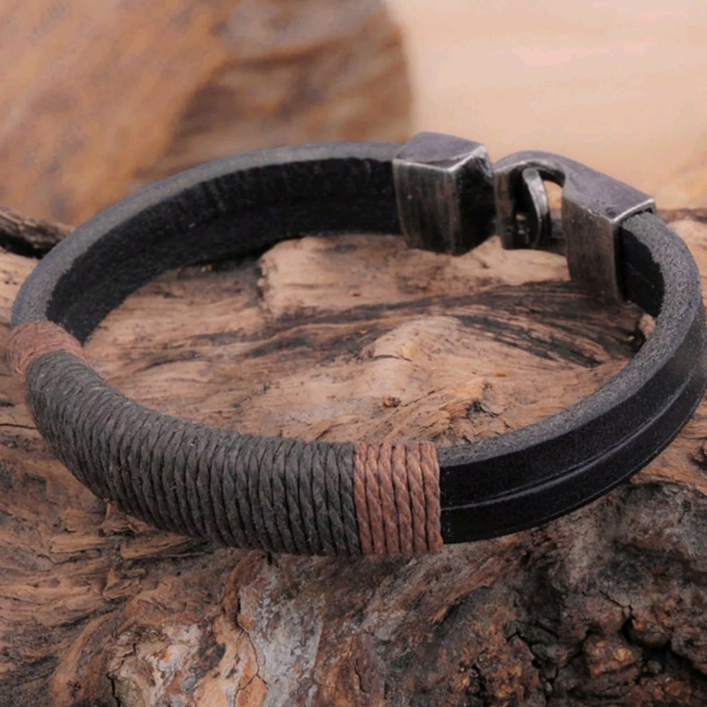 New arrival Men's bracelet cuff in dark brawn - Picture 5 of 6